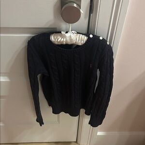 Polo by Ralph Lauren Girls Navy Cable Knit Sweater